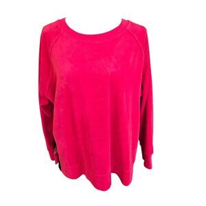 Tuckernuck Womens Colorblock Sport Maggie Velour Pullover Sweatshirt Pink Large